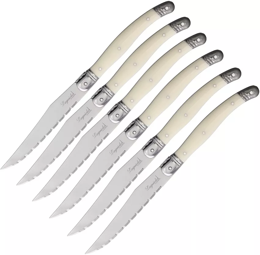 6 pc Steak Knife Set White