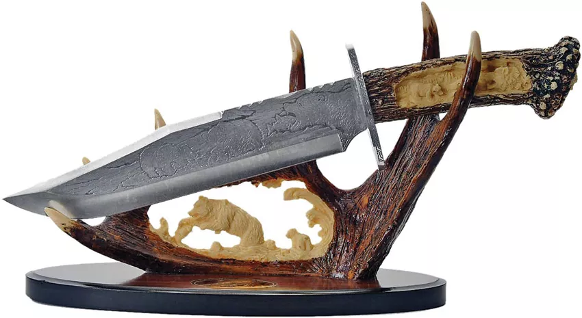 Bowie Knife w Display Bear