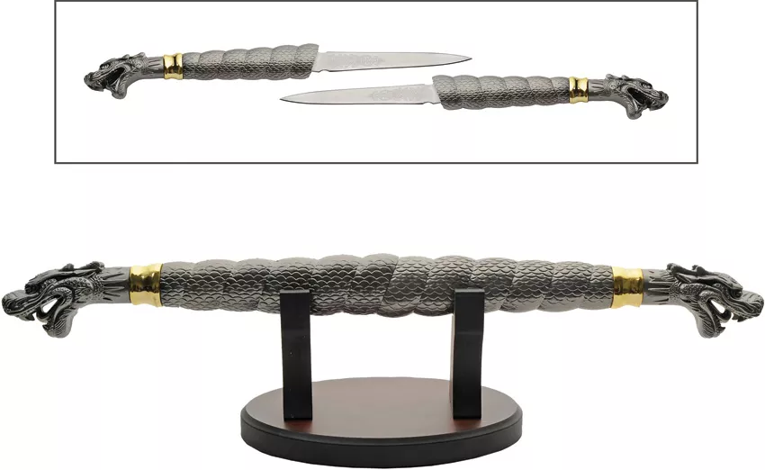 Twin Dragon Swords w Stand